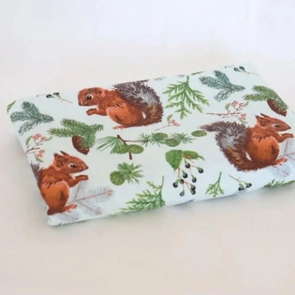 handmade pillowcase Squirrel & Pinecones Novelty 100% Cotton Fabric 32